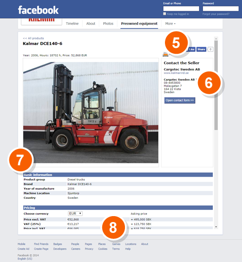 Example image of a Facebook dealer page