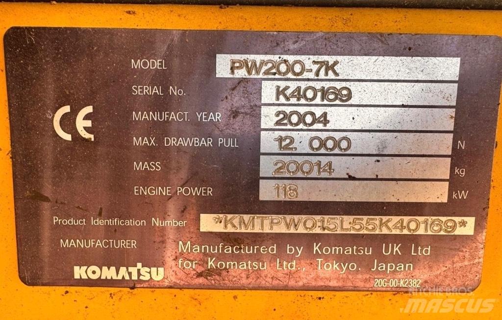 Komatsu PW 200-7K 轮式挖掘机