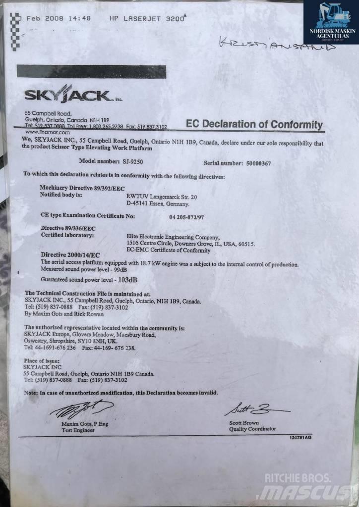 SkyJack 9250 剪叉式升降机