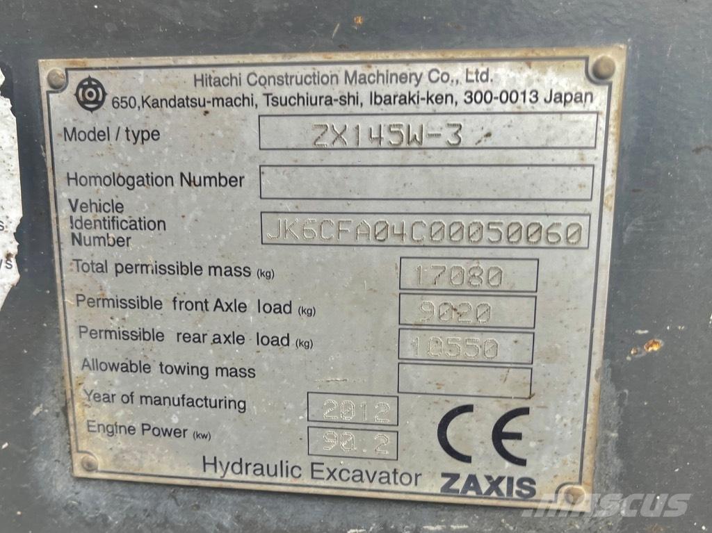Hitachi ZX 145 W-3 轮式挖掘机