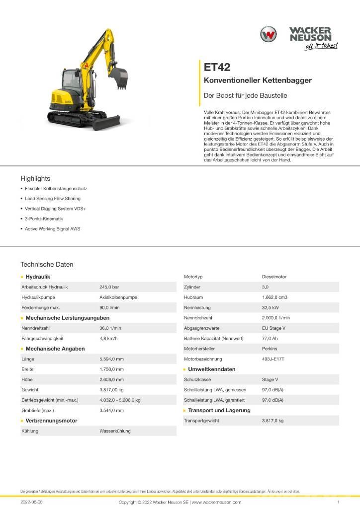 Wacker Neuson ET 42 履带挖掘机