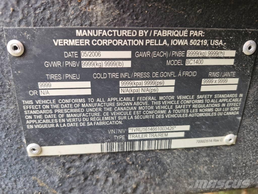 Vermeer BC1400 木材削片机