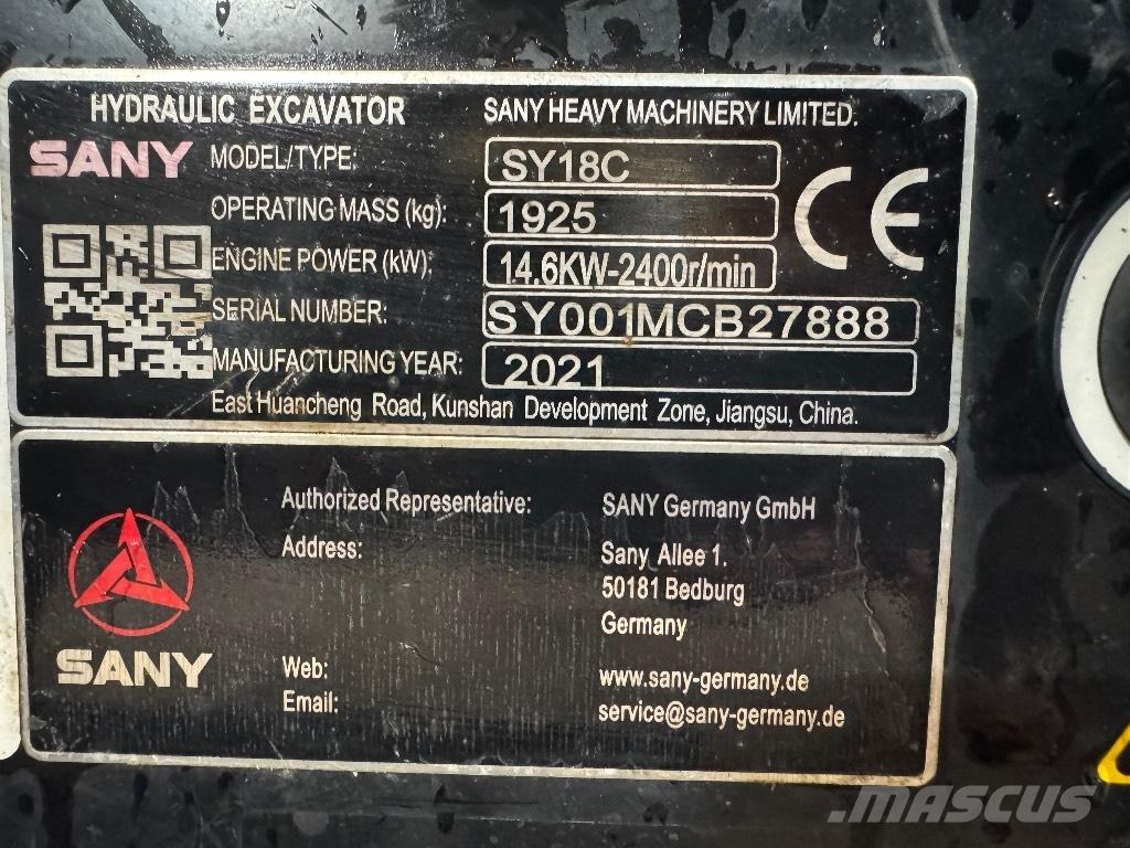 Sany SY 18 C 小型挖掘机