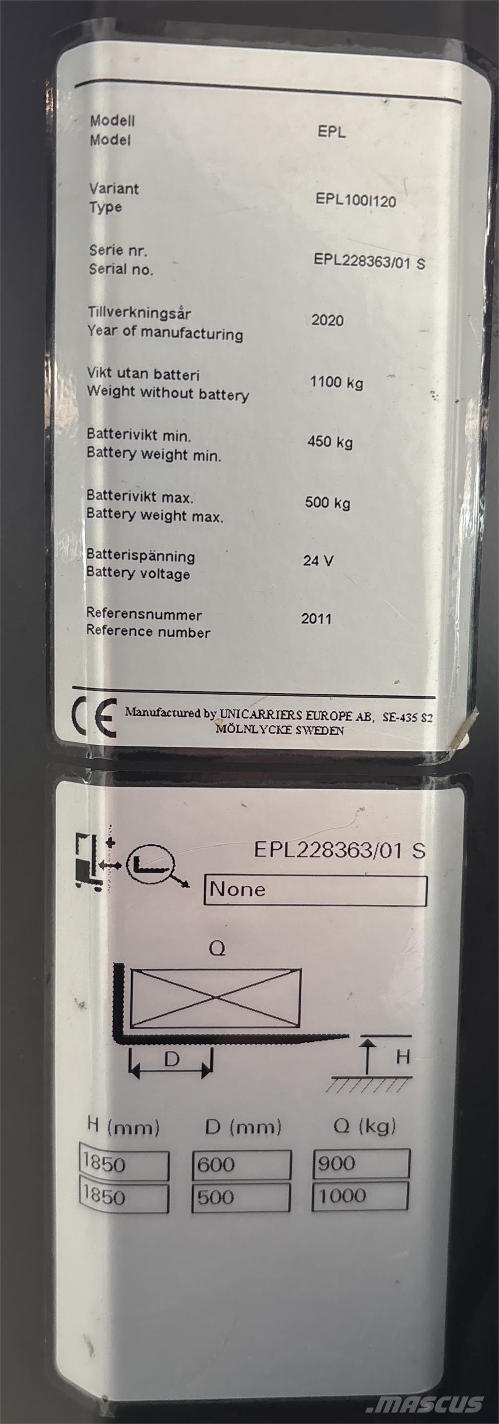 UniCarriers EPL100 低架装载机