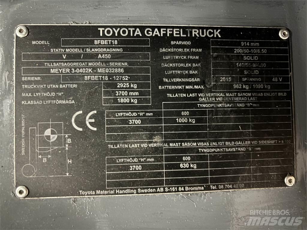 Toyota 8FBET18 电动叉车