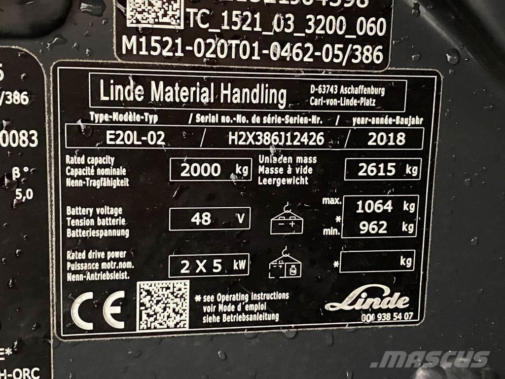 Linde E20L-02 电动叉车