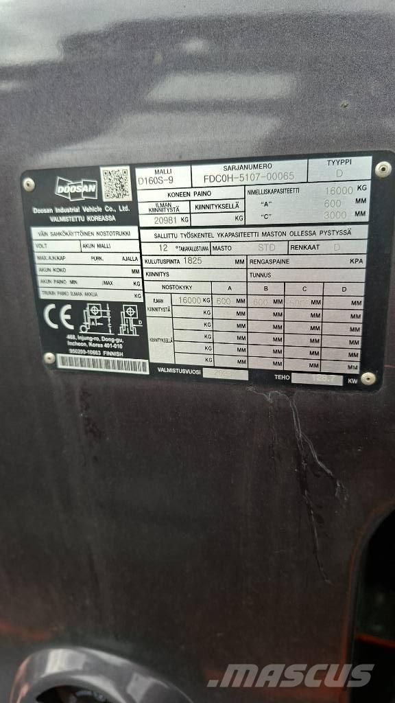 Doosan D160S-9 柴油叉车