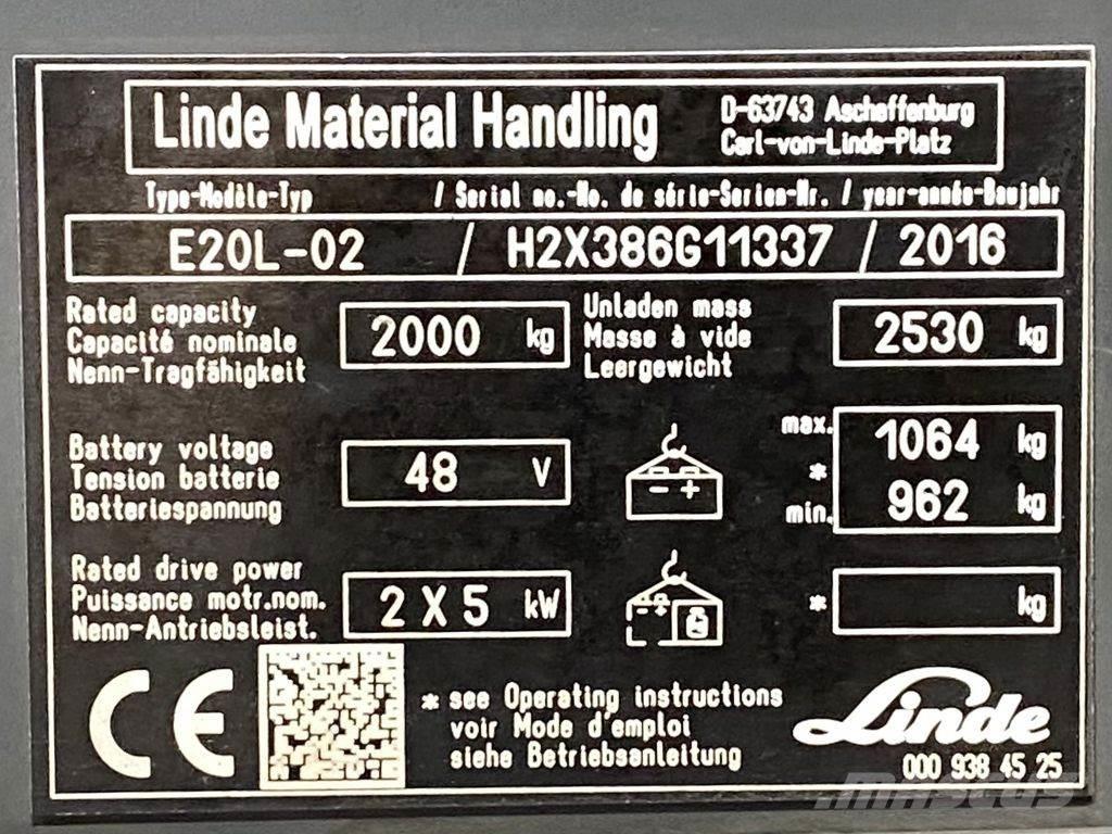 Linde E20L 电动叉车