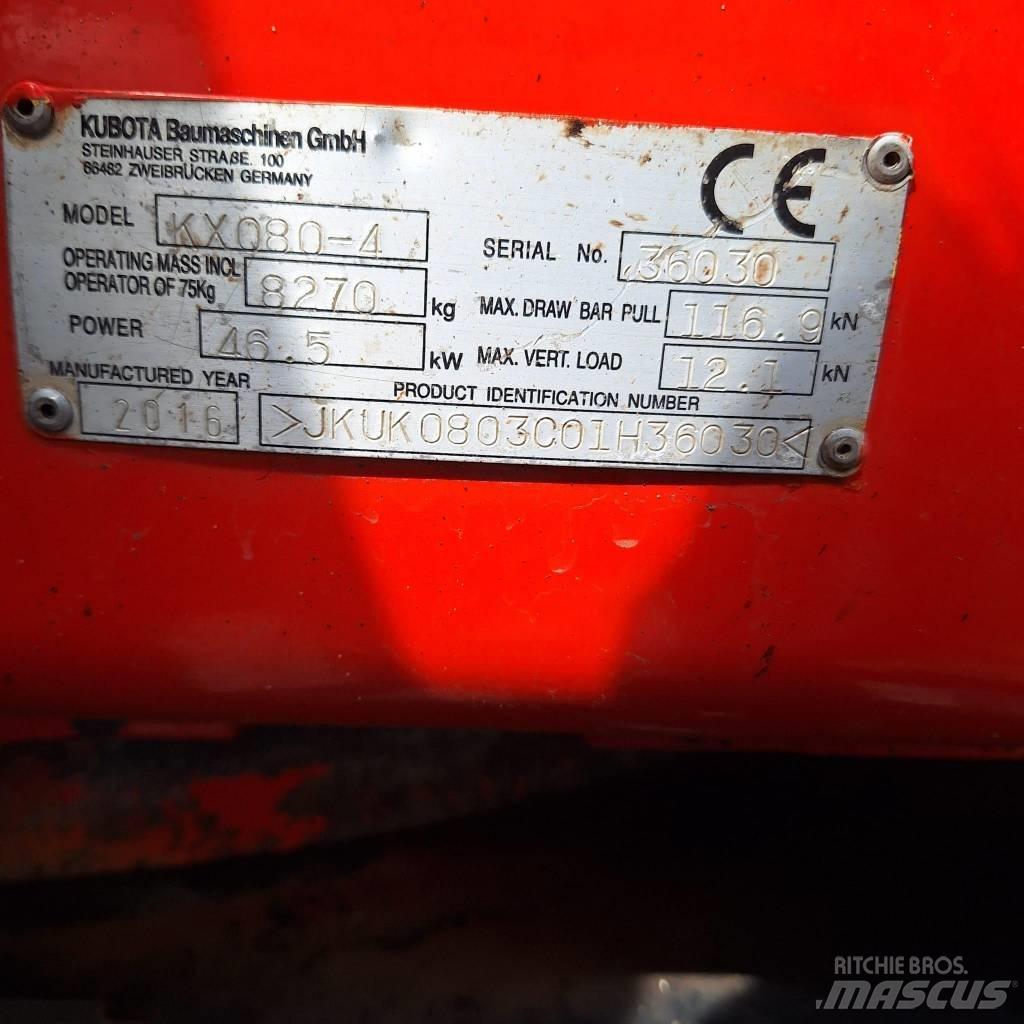 Kubota KX080-4 中型挖掘机