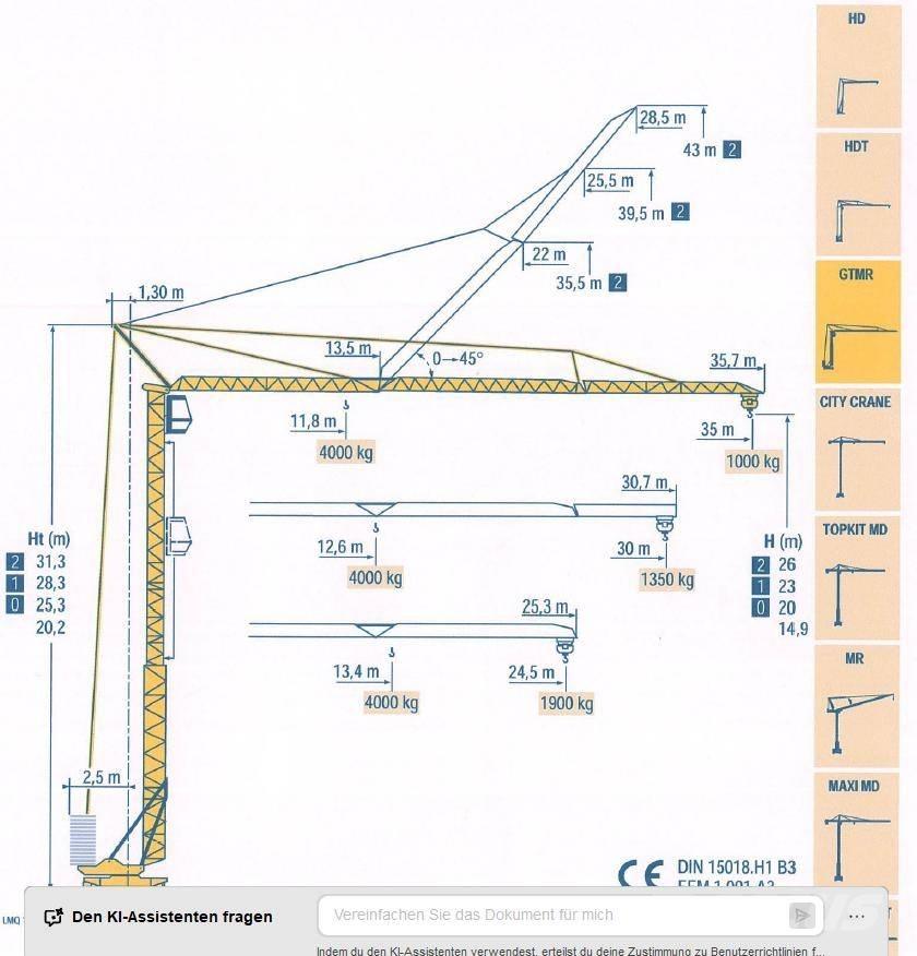 Potain GTMR 331 B 塔式起重机