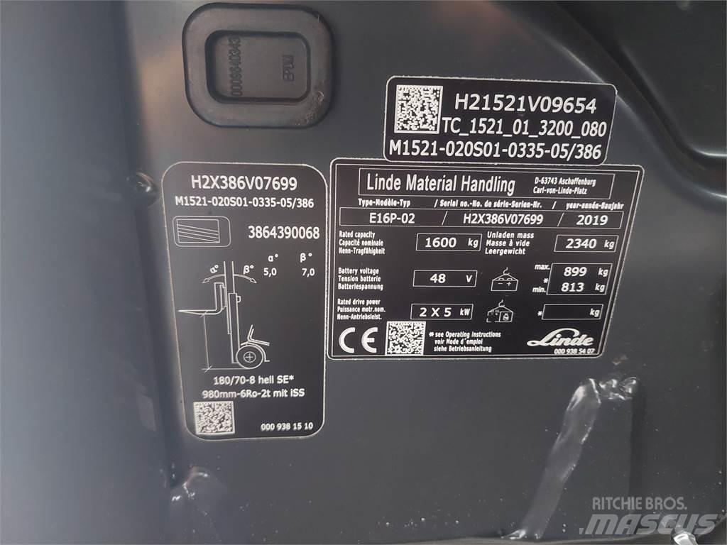 Linde E16P 02 电动叉车