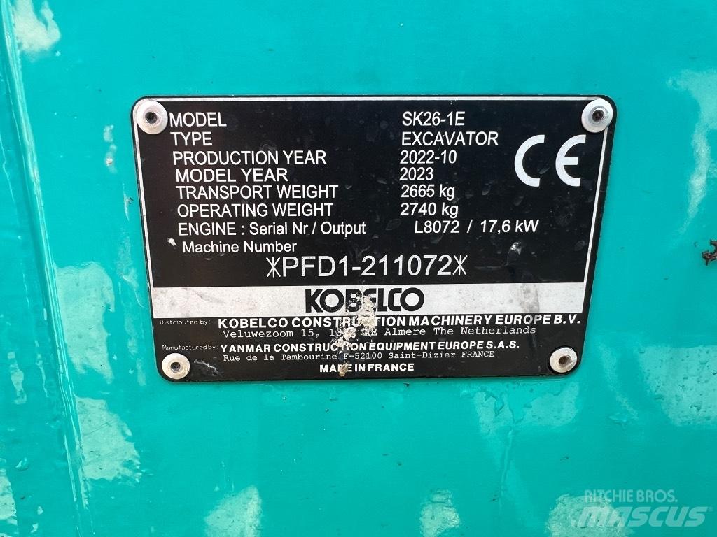 Kobelco SK 26 1E 小型挖掘机