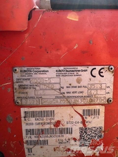Kubota K 008-5 小型挖掘机