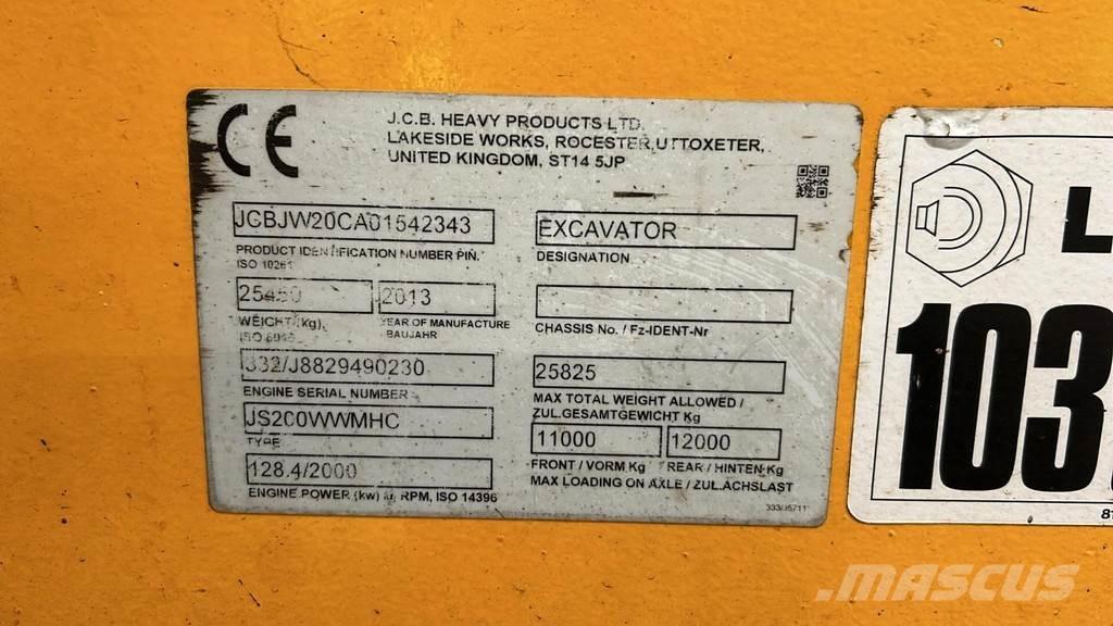 JCB JS200W 工业挖掘机