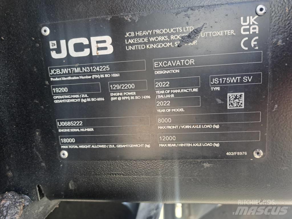 JCB JS175W TAB 轮式挖掘机