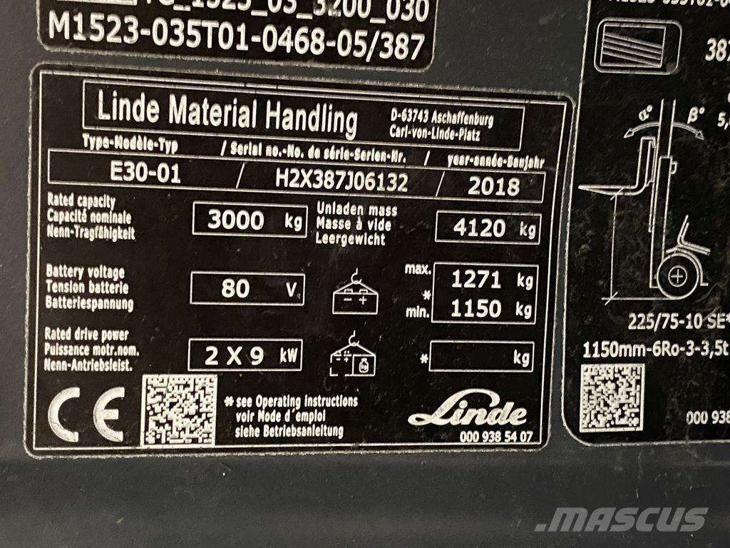 Linde E30-01 电动叉车