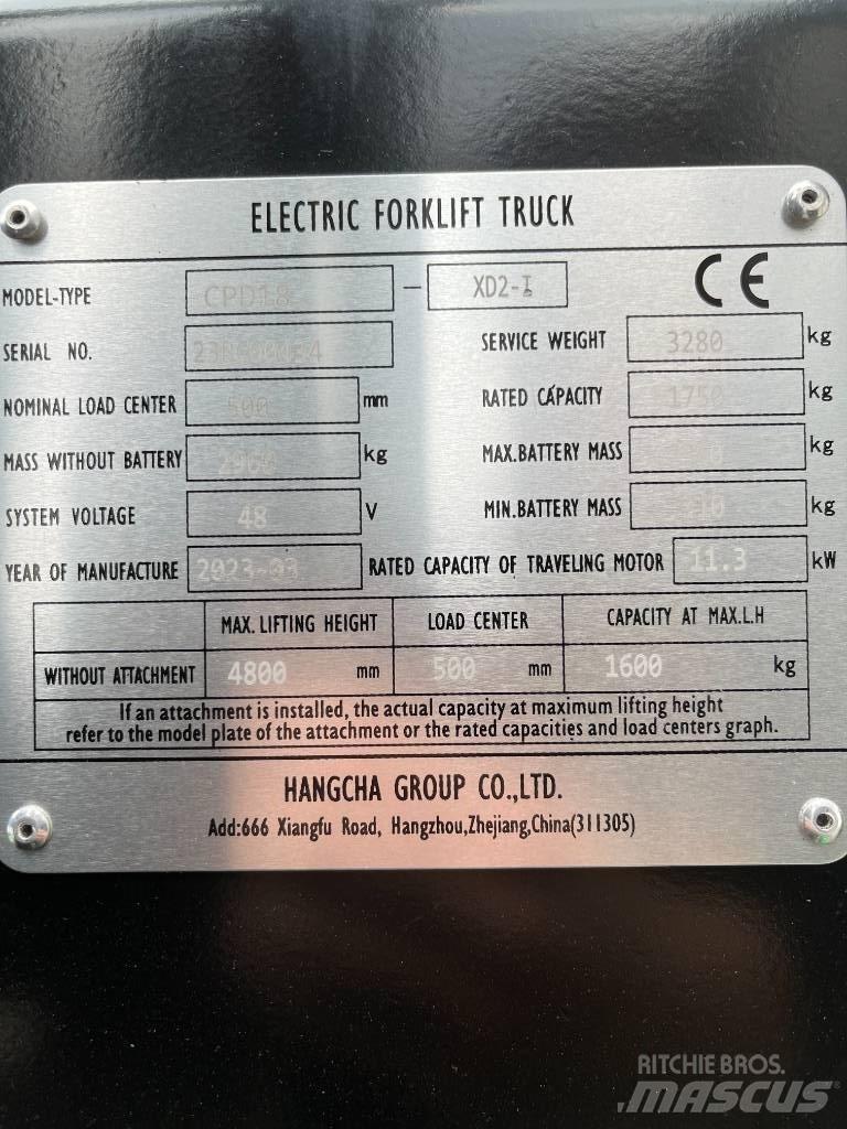 Hangcha CPD18-XD2-I 电动叉车