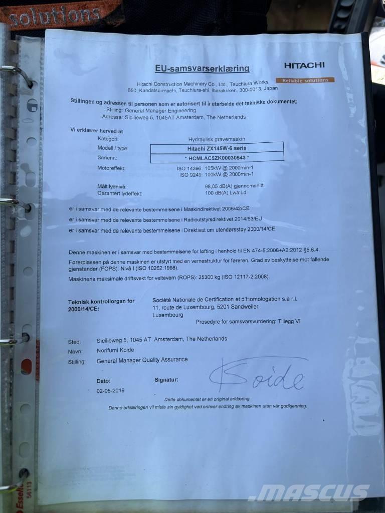 Hitachi ZX 145 W-6 轮式挖掘机