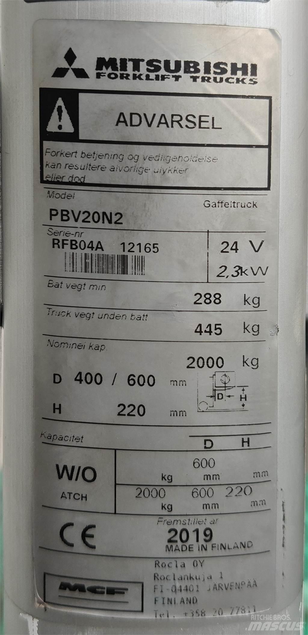 Mitsubishi PBV20N2 其他叉车