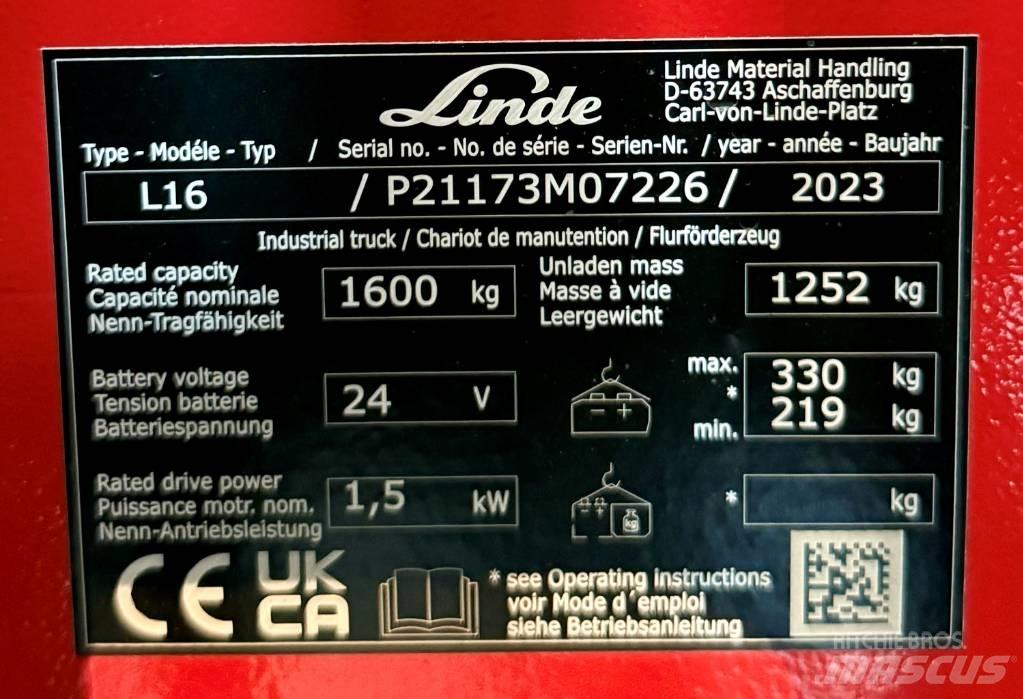 Linde L16/1173-01 手推堆垛车