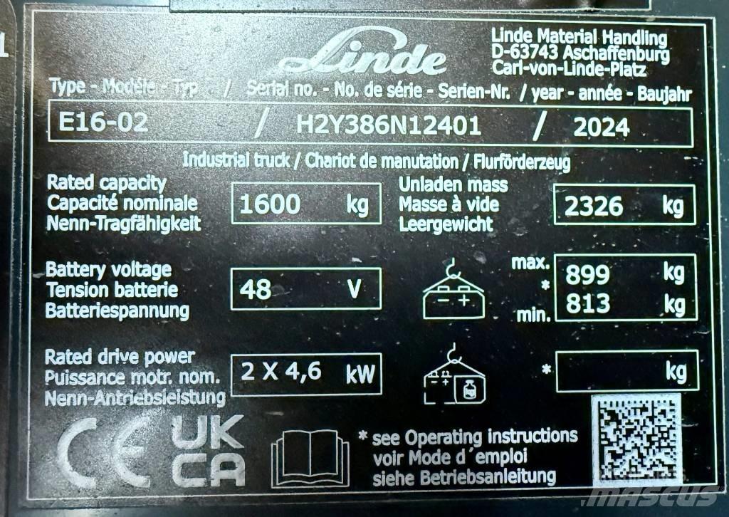 Linde E16/386-02 电动叉车