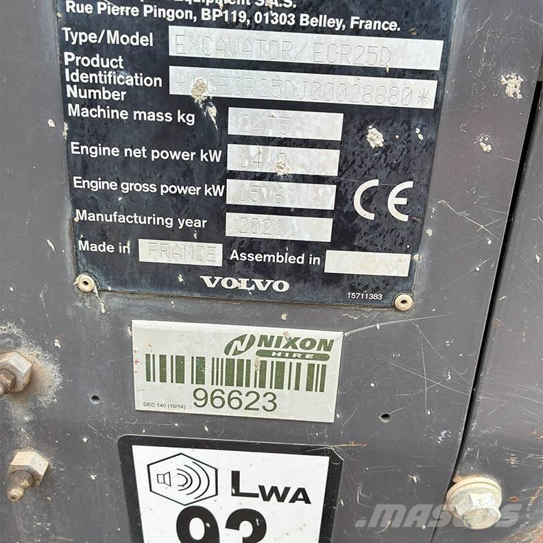 Volvo ECR25D 小型挖掘机