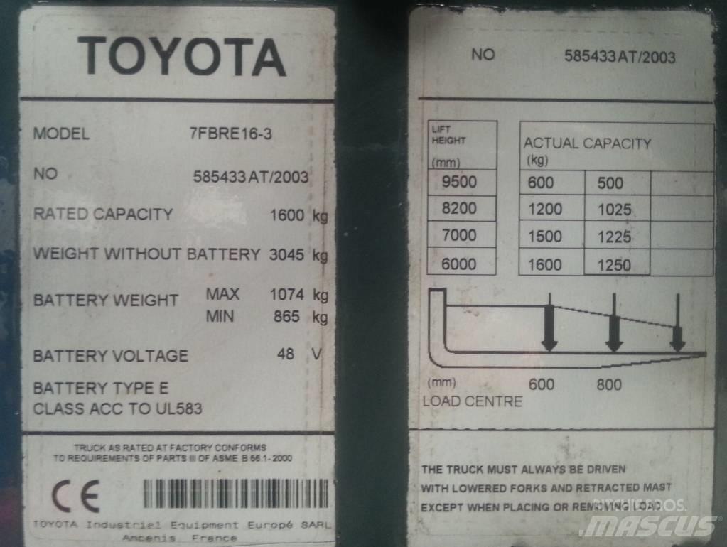 Toyota 7 FBRE 16 前移式叉车