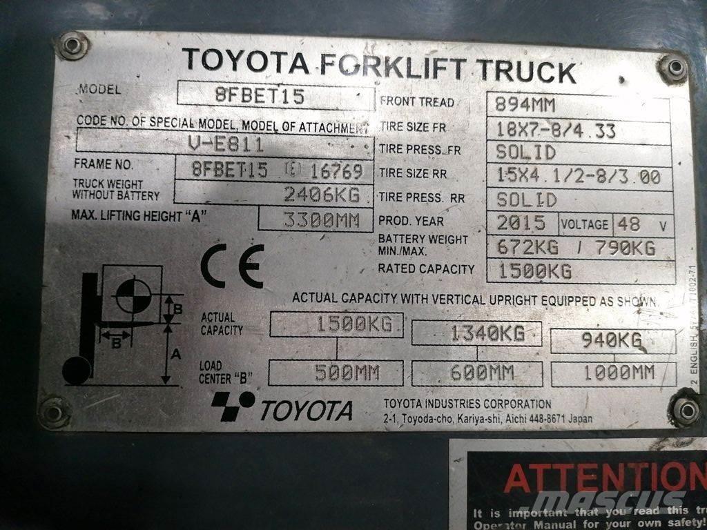 Toyota 8FBET15 电动叉车