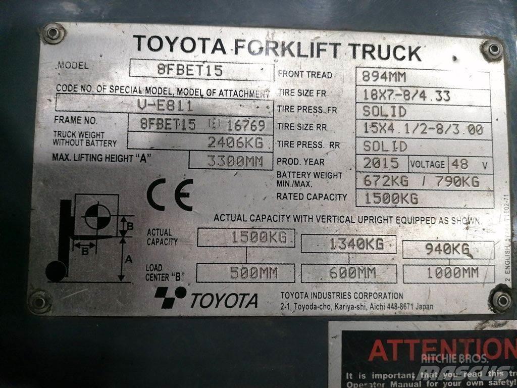 Toyota 8FBET15 电动叉车