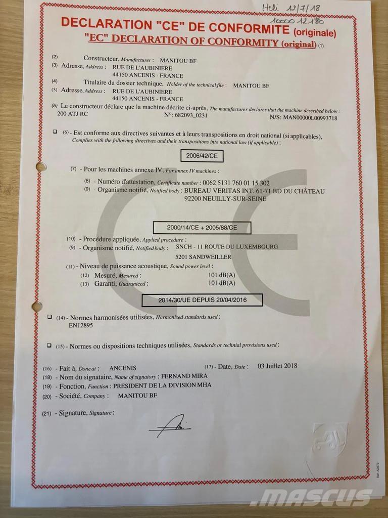 Manitou 200 ATJ 曲臂高空工作平台