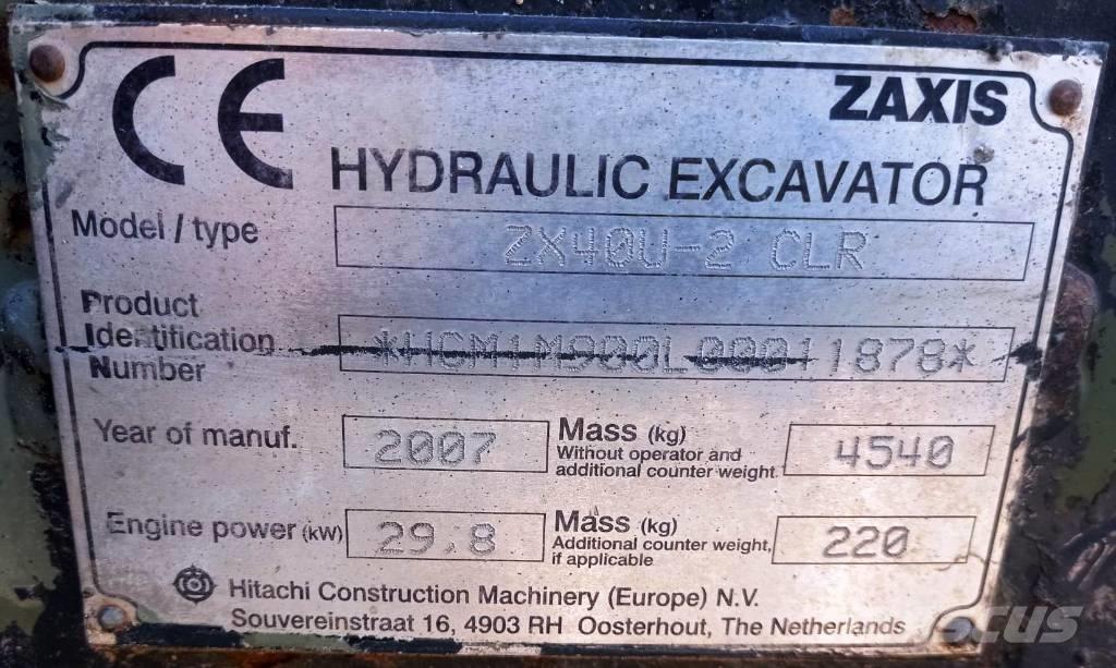 Hitachi ZX 40 U-2 小型挖掘机