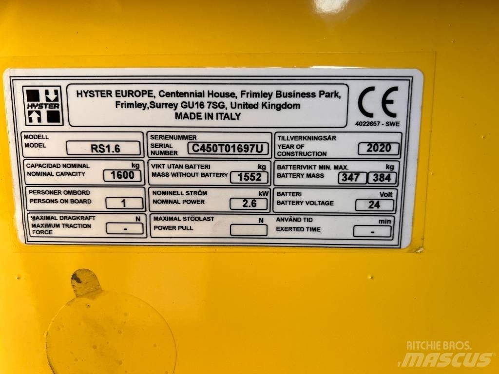 Hyster RS1.6 行走式堆垛机