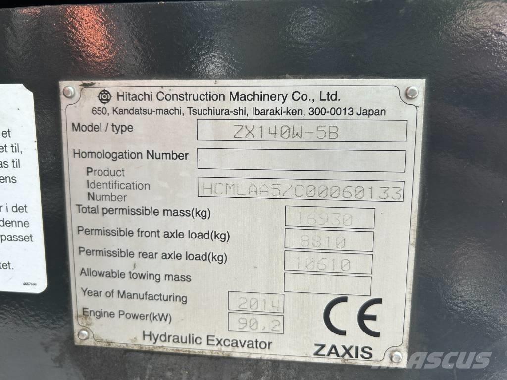 Hitachi ZX140W-5B 轮式挖掘机