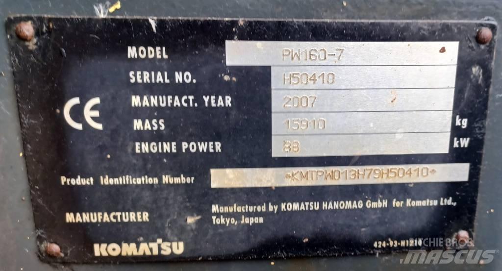Komatsu PW 160-7 轮式挖掘机