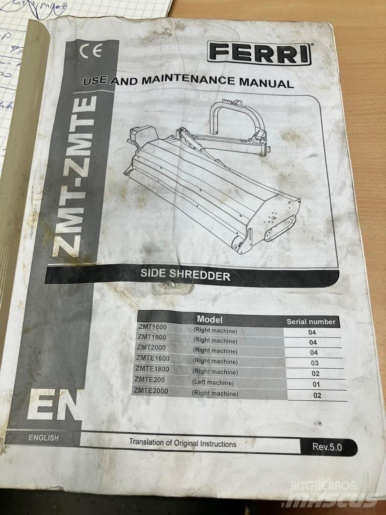 Ferri ZMTE 2000 牧场割草机和切顶器