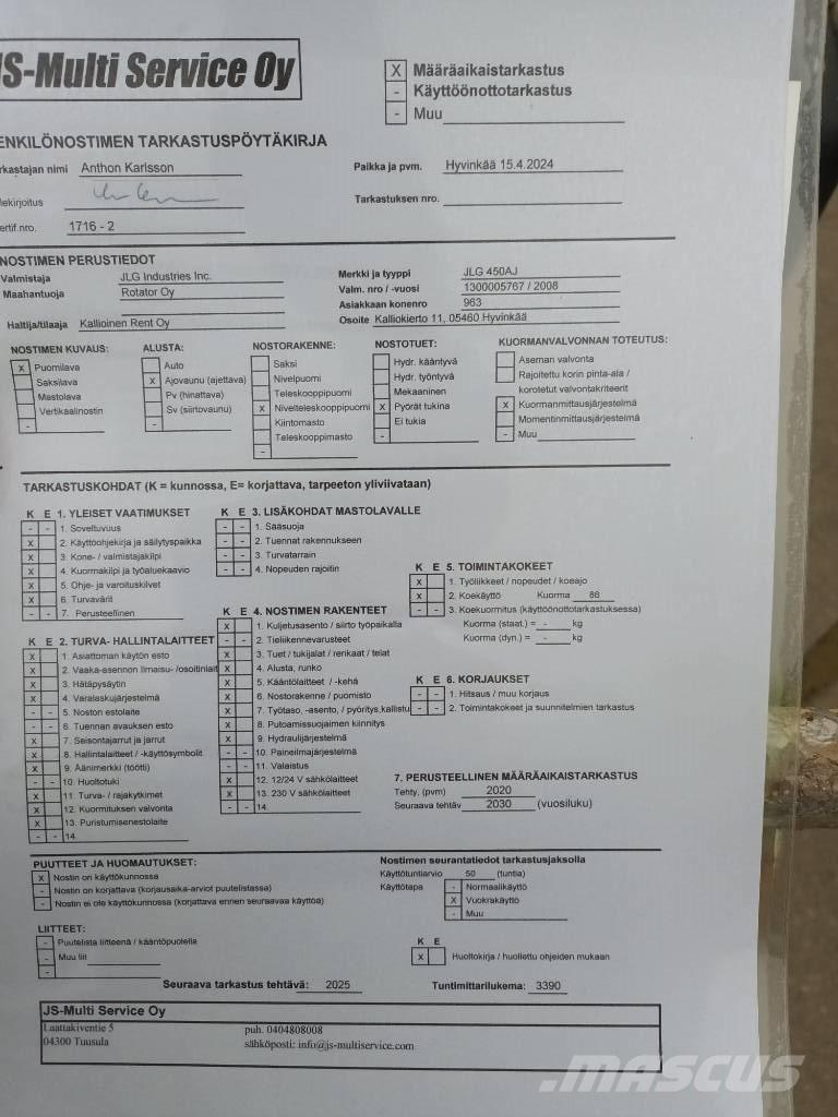JLG 450 AJ 曲臂高空工作平台