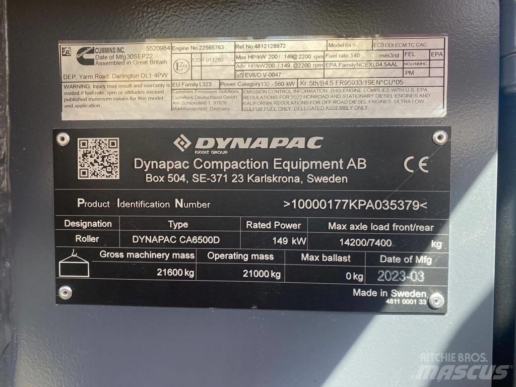 Dynapac CA 6500 D 单轮压路机