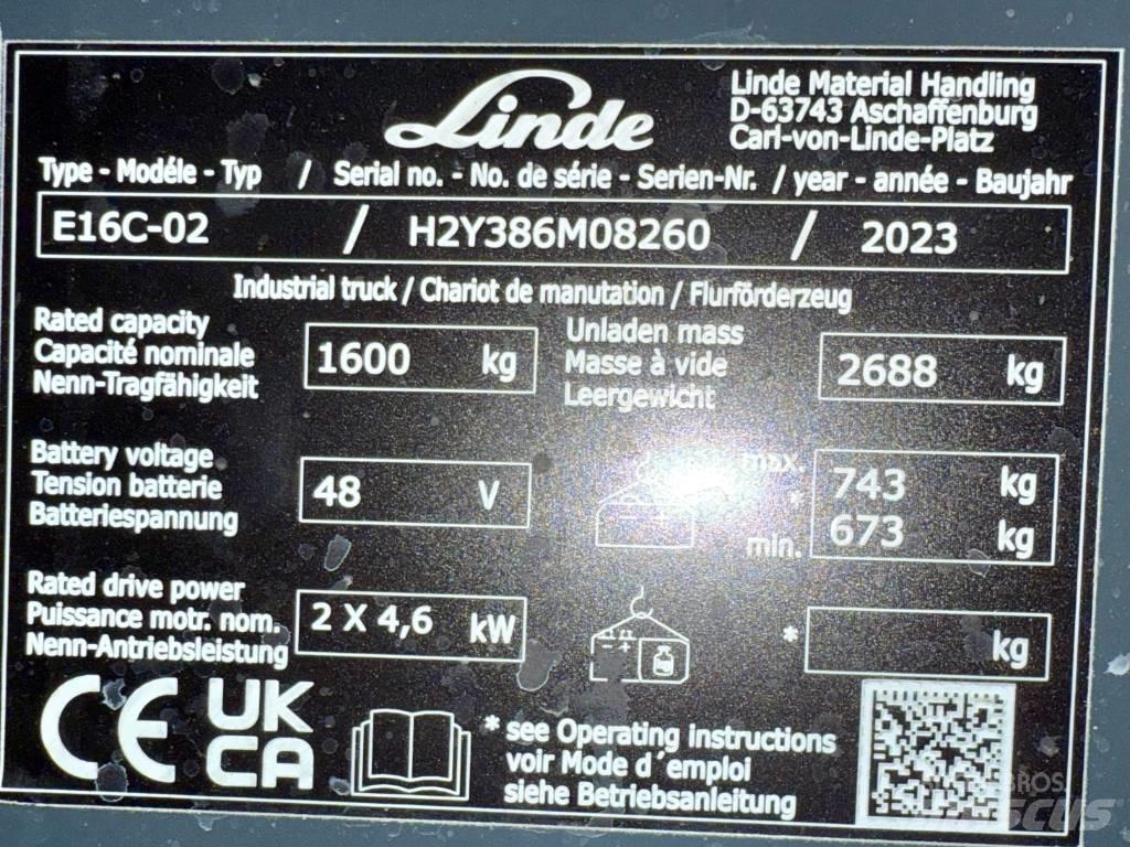 Linde E16C/386-02 电动叉车
