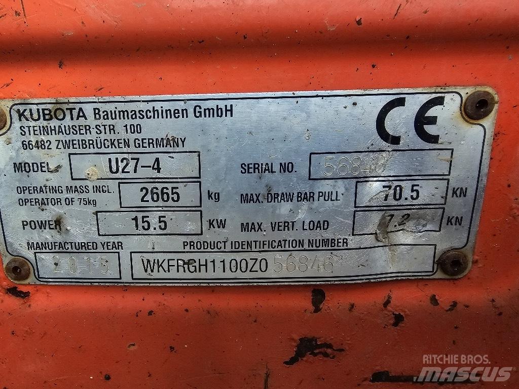 Kubota U 27-4 小型挖掘机