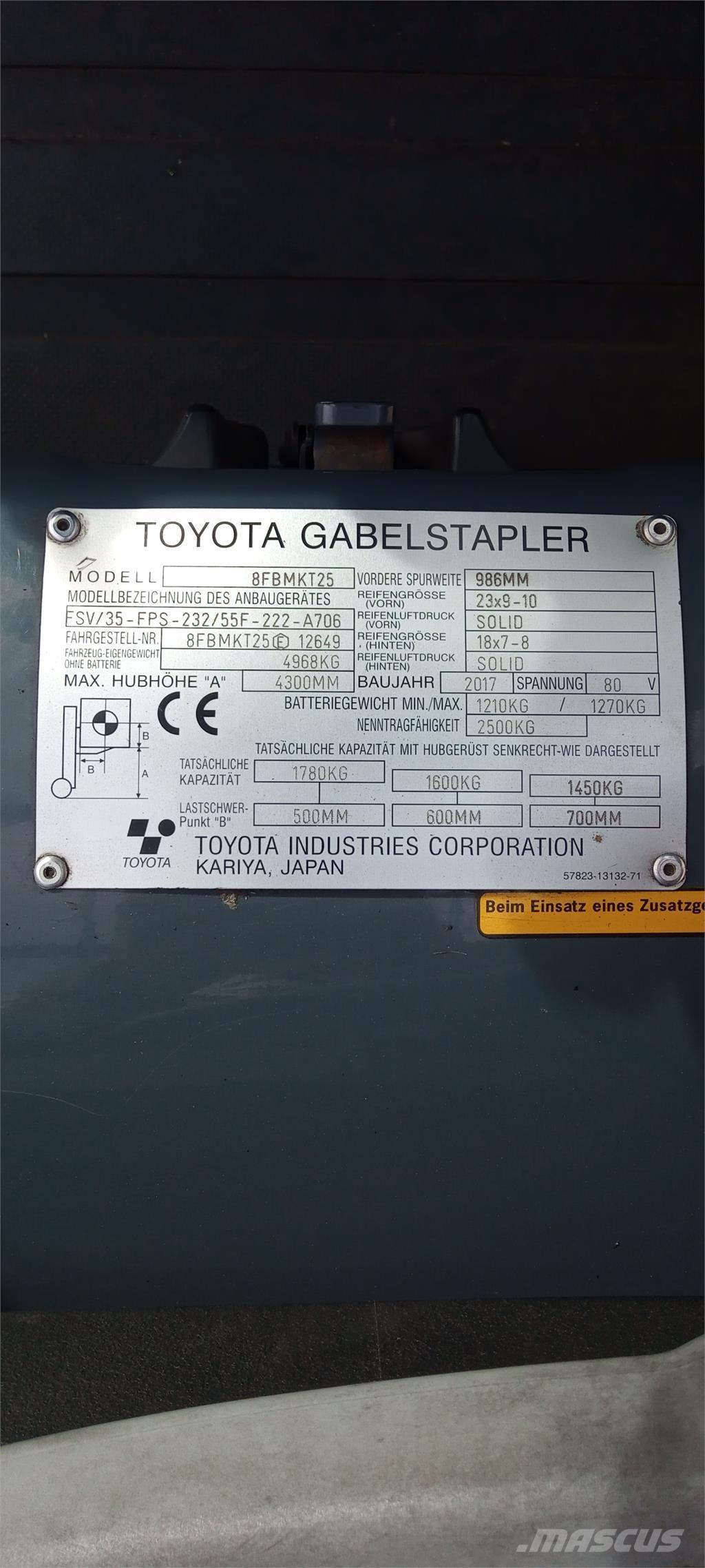 Toyota 8FBMKT25 电动叉车