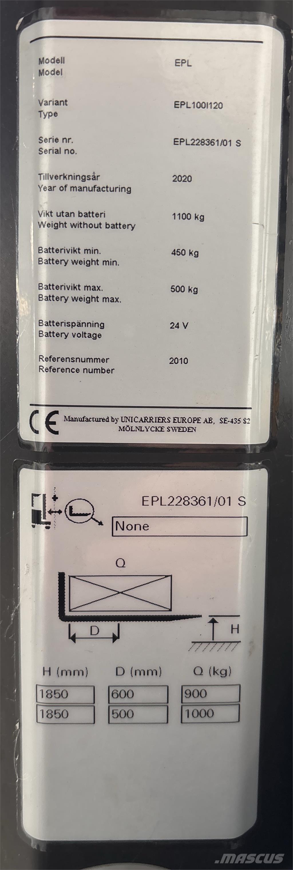 UniCarriers EPL100 低架装载机