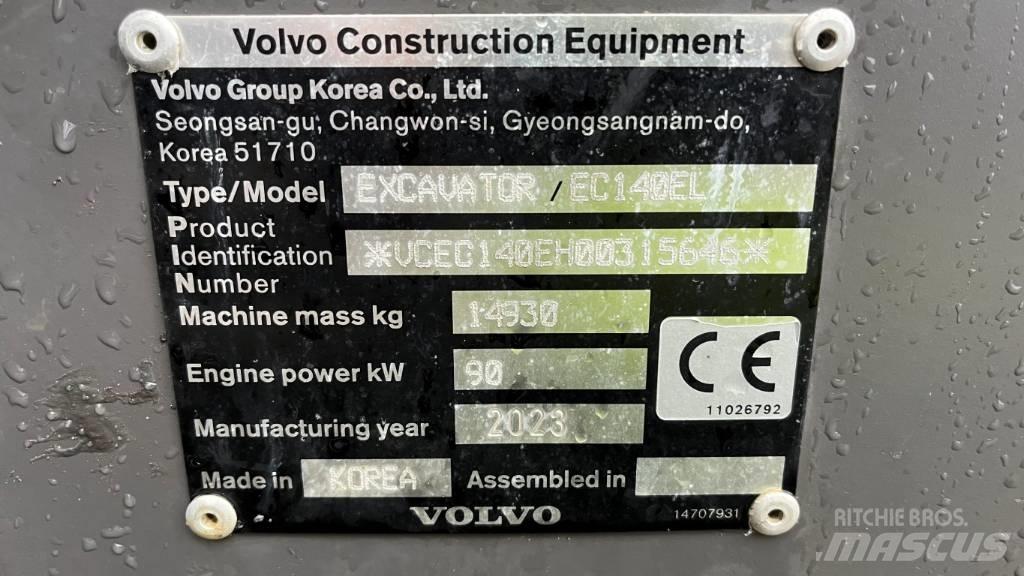 Volvo EC140EL 履带挖掘机