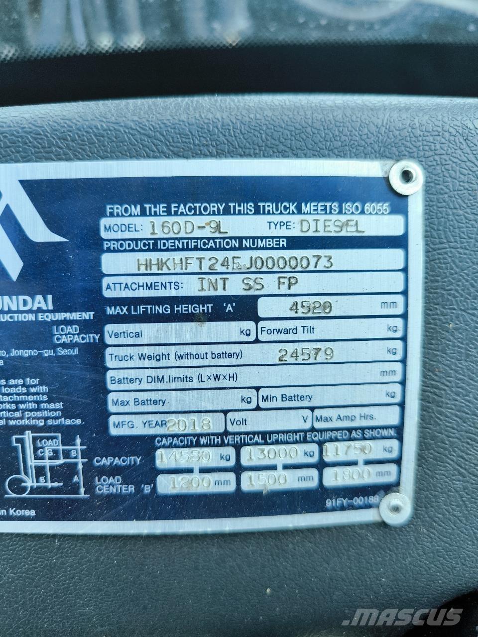 Hyundai 160D-9L 车载式叉车