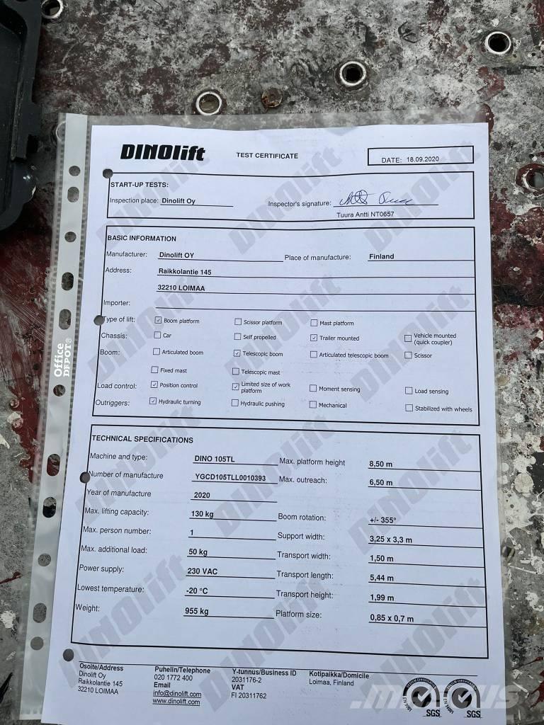 Dino 105TL 拖拉移动式高空作业平台