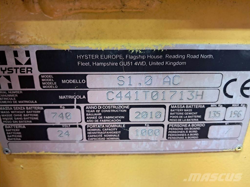 Hyster S1.0 AC 手推堆垛车