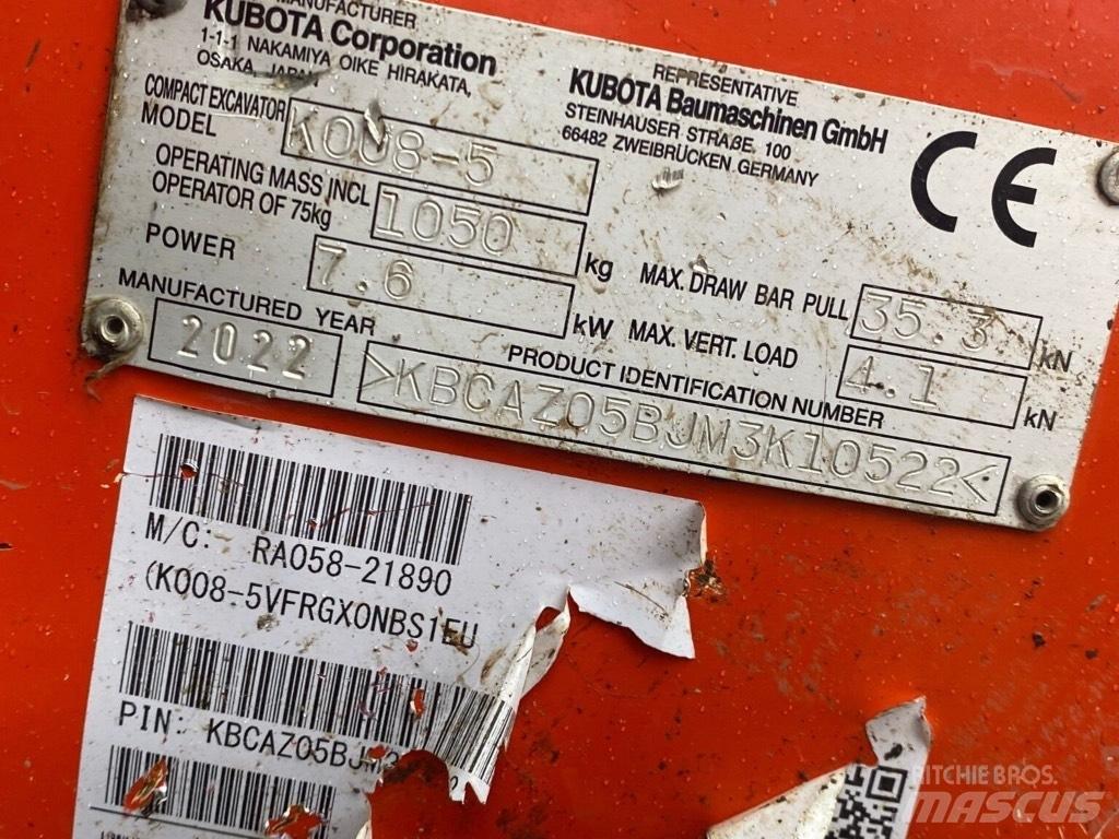Kubota K008-5 小型挖掘机