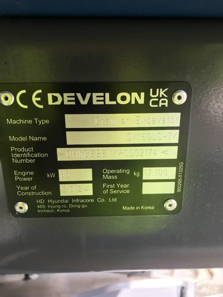 Develon DX160LC-7K 履带挖掘机