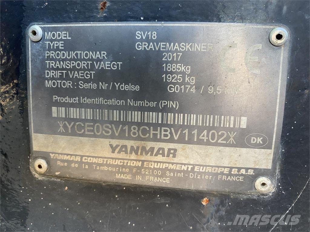 Yanmar SV18 轮式挖掘机