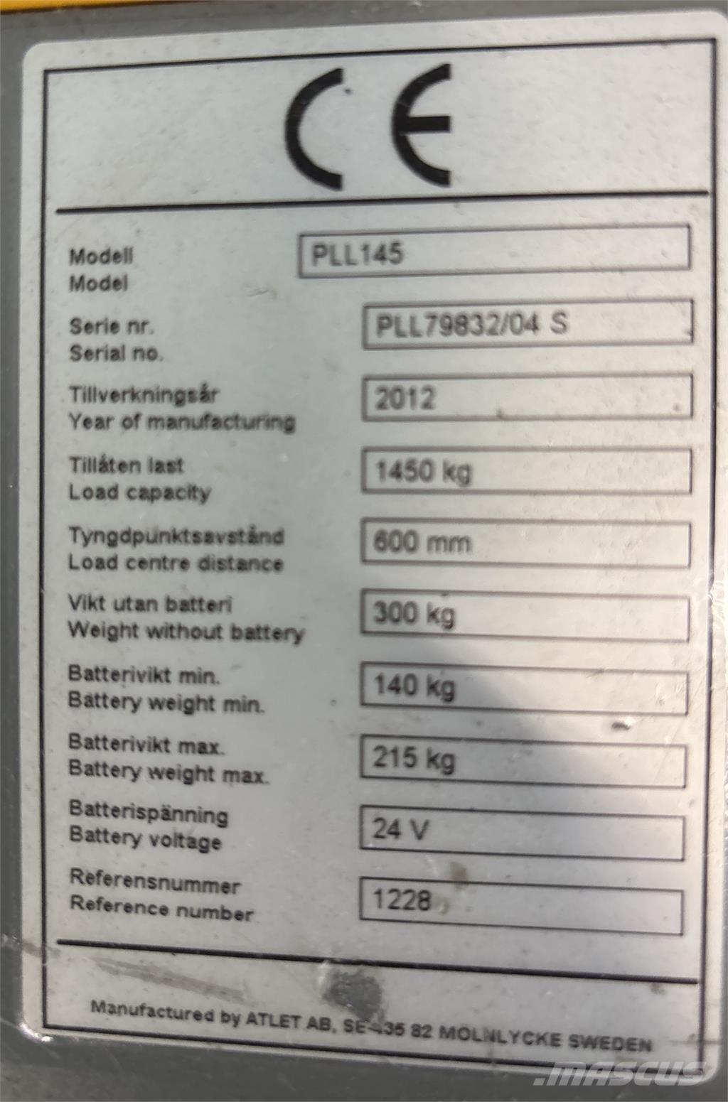 Atlet PLL145 手推堆垛车