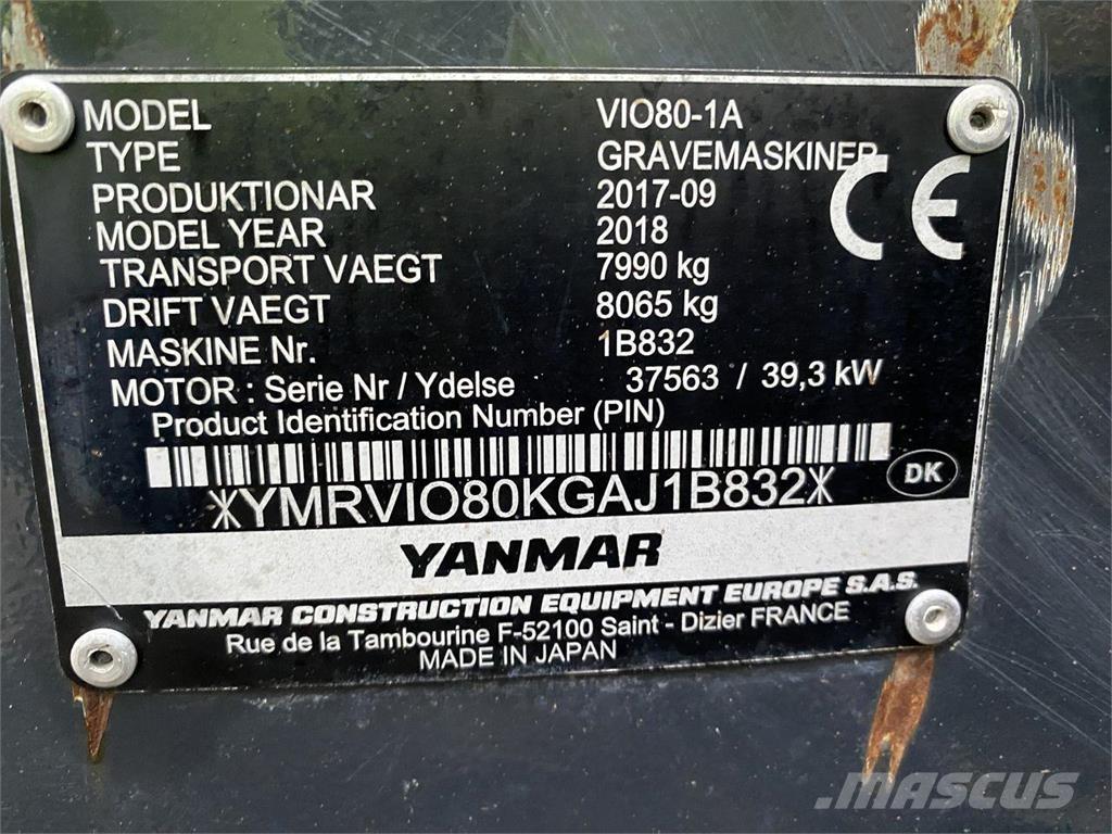 Yanmar VIO80-1A 轮式挖掘机